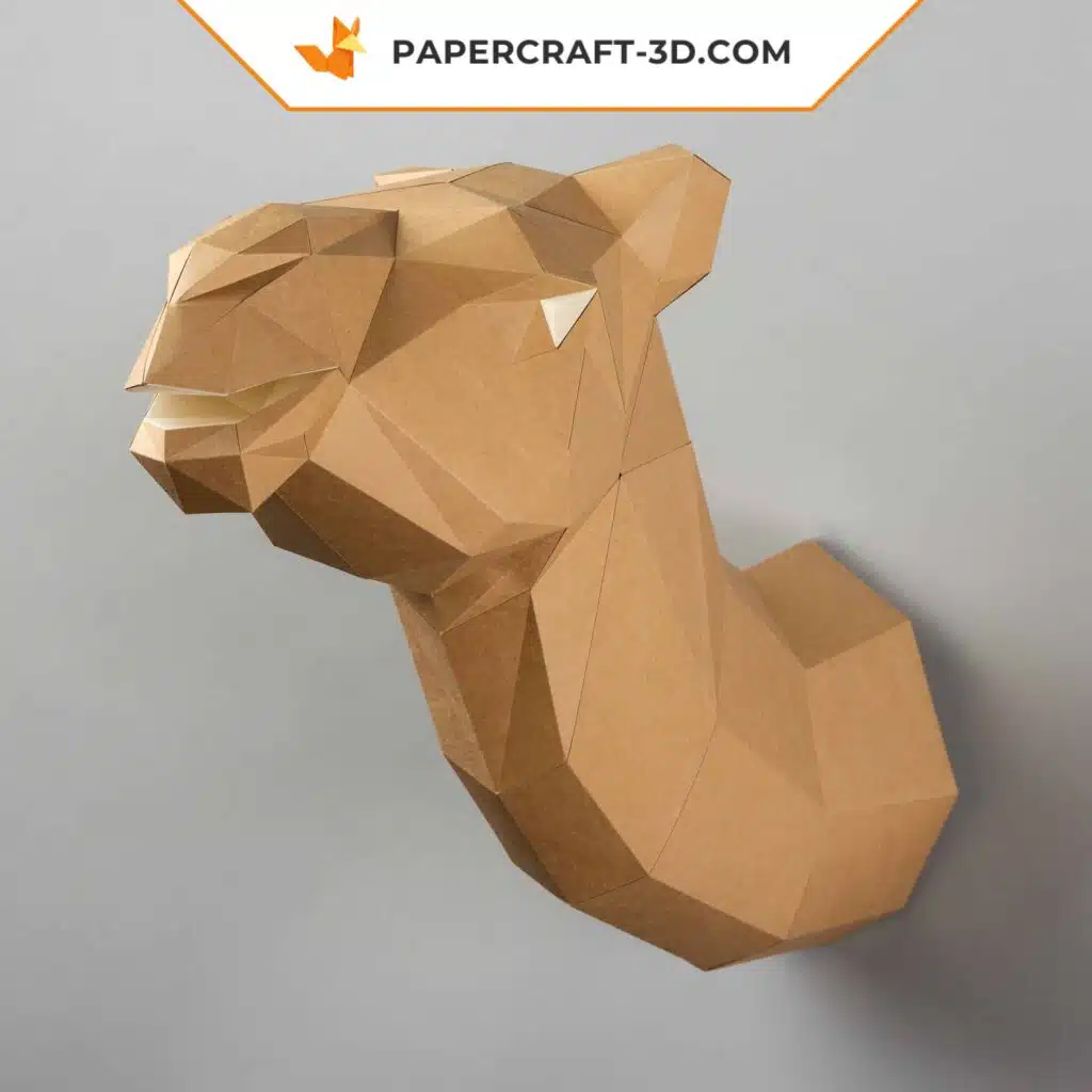 Papercraft trophée de chameau mural en origami 3D
