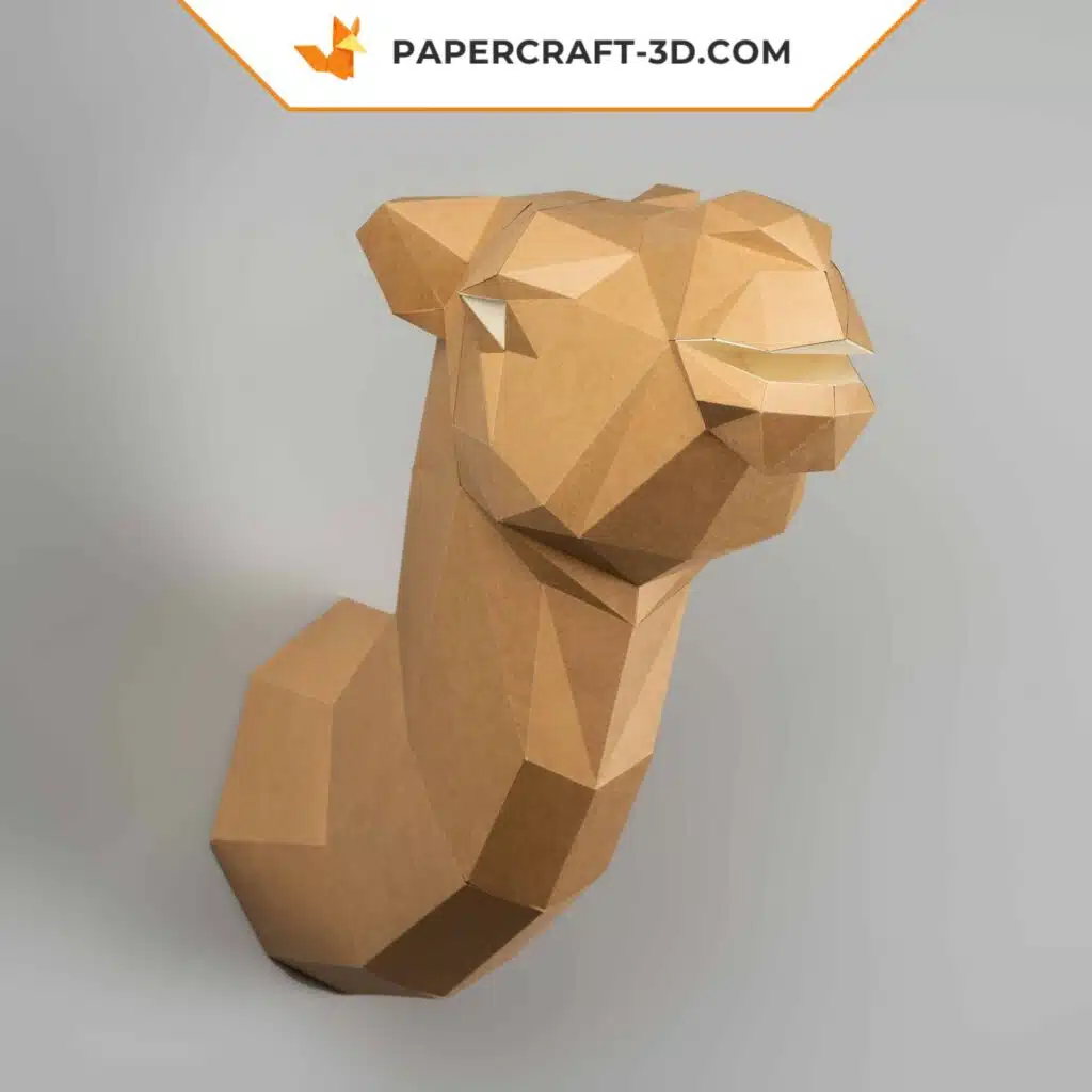 Papercraft trophée de chameau mural en origami 3D