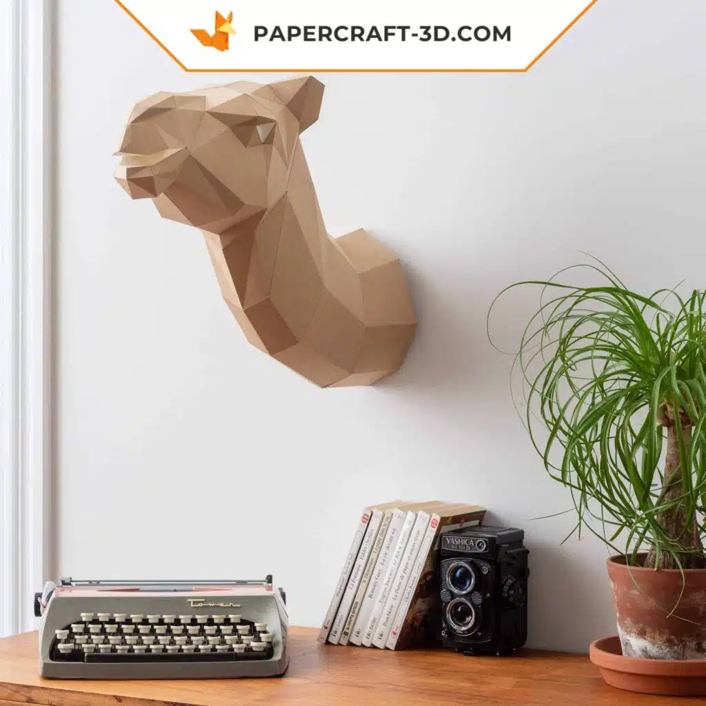 Troféu de camelo mural em origami 3D