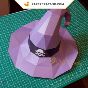 Papercraft Witch Hat and Halloween Skull Mask in Origami 3D Paper