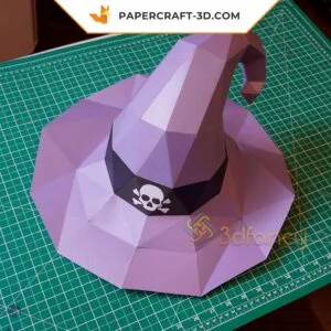 Papercraft Chapeau de Sorcière et Masque Crâne Halloween en Origami Papier 3D