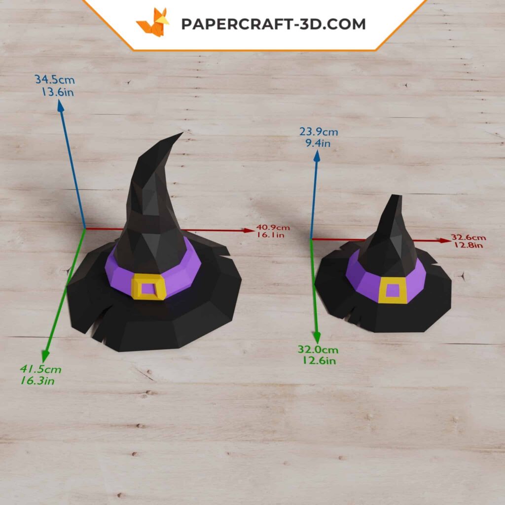 Papercraft sombrero de bruja para Halloween en origami 3D