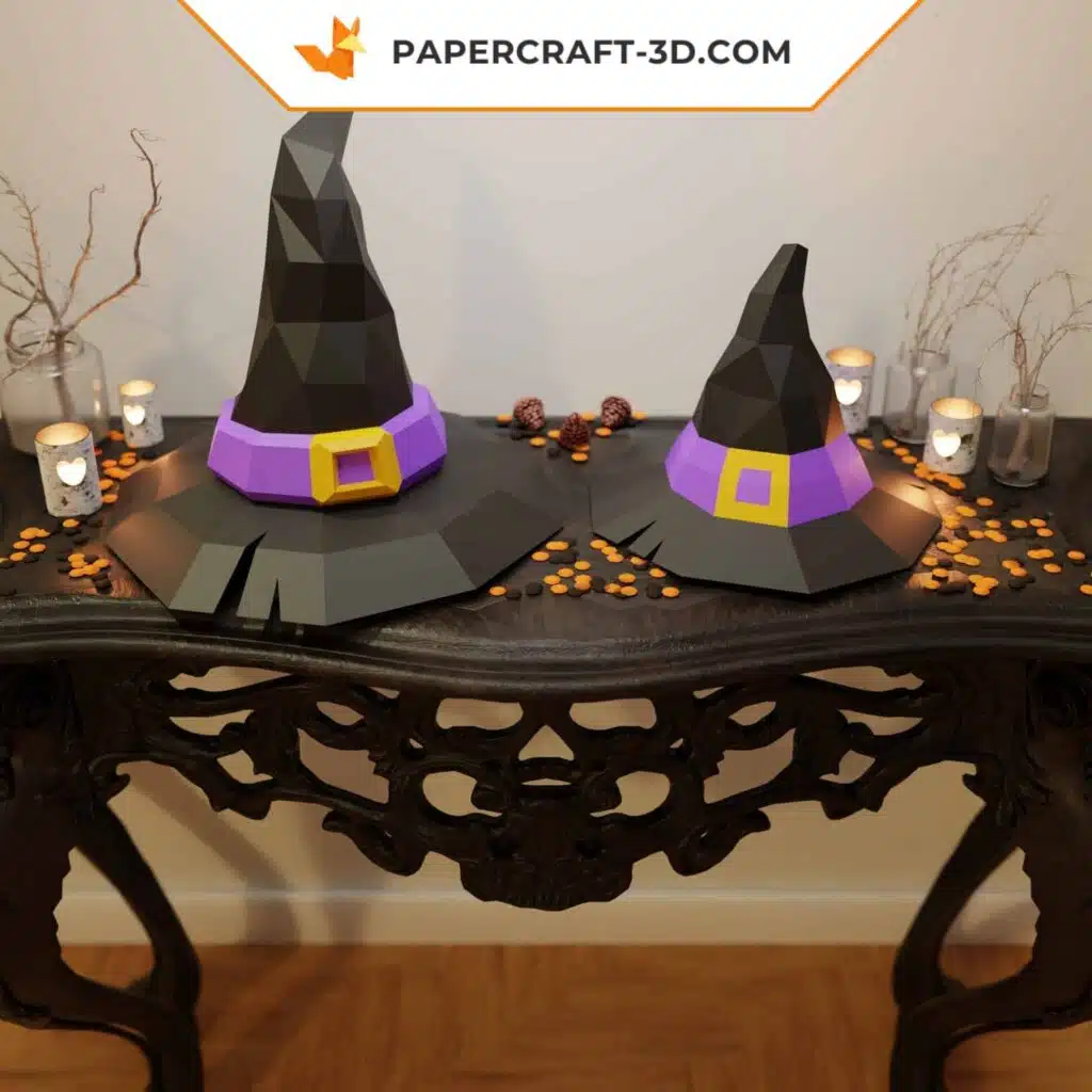 Papercraft Hexenhut für Halloween als 3D‑Origami