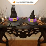 Papercraft witch hat for Halloween in 3D origami