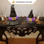 Papercraft sombrero de bruja para Halloween en origami 3D