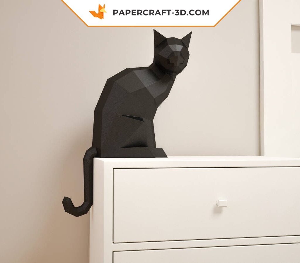 Papercraft de gato em origami 3D