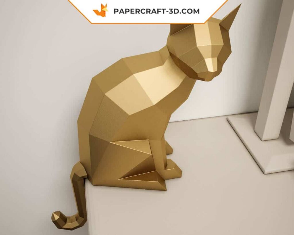Papercraft de gato em origami 3D