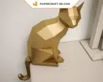 Papercraft de chat noir en origami 3D