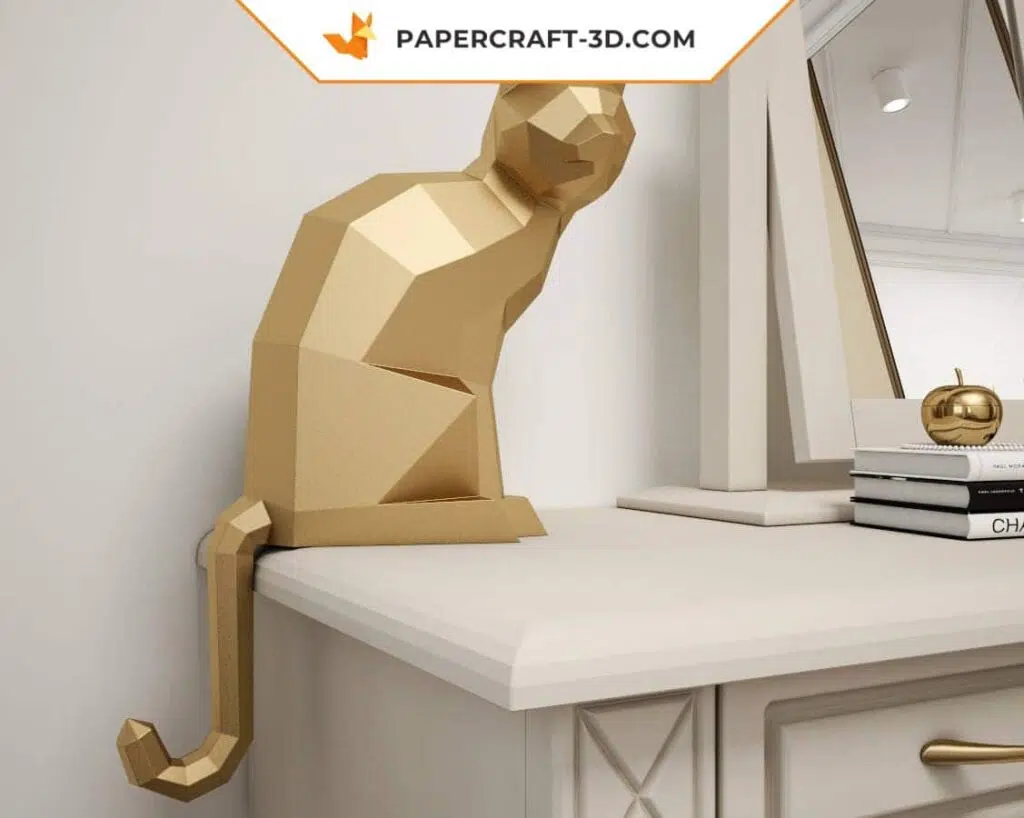Papercraft de chat noir en origami 3D