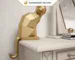 Papercraft de chat noir en origami 3D