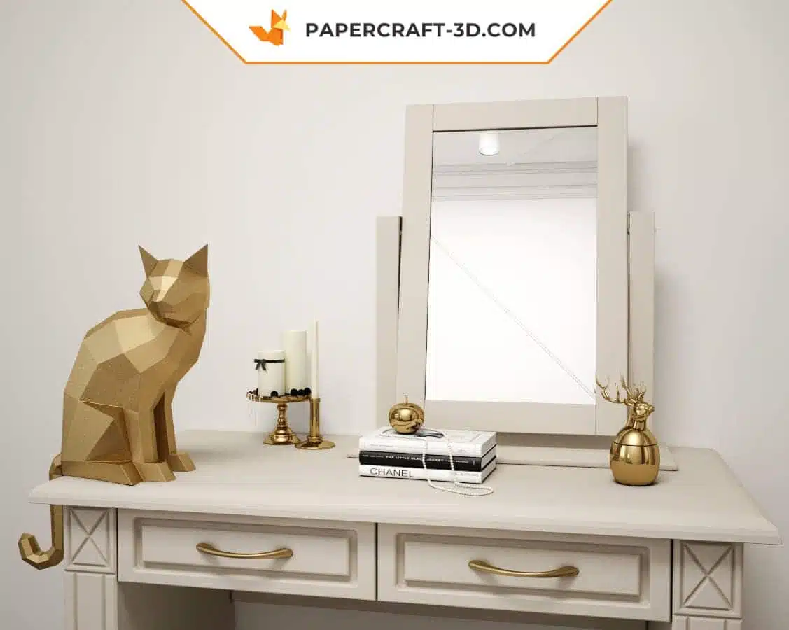 Papercraft chat 3D en origami à faire soi-même : sculpture, animaux en low poly, modèle en papier, puzzle 3D, kit instantané à télécharger en PDF