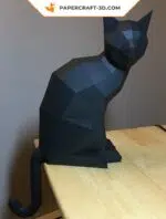 Papercraft de chat noir en origami 3D