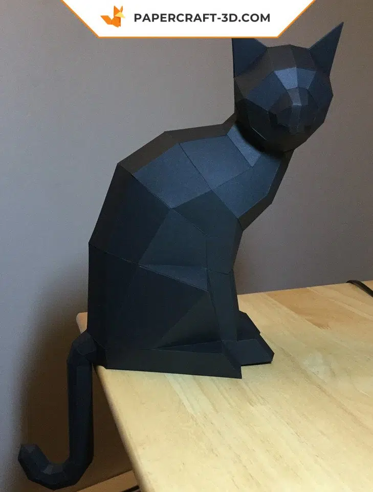 Papercraft chat 3D en origami à faire soi-même : sculpture, animaux en low poly, modèle en papier, puzzle 3D, kit instantané à télécharger en PDF
