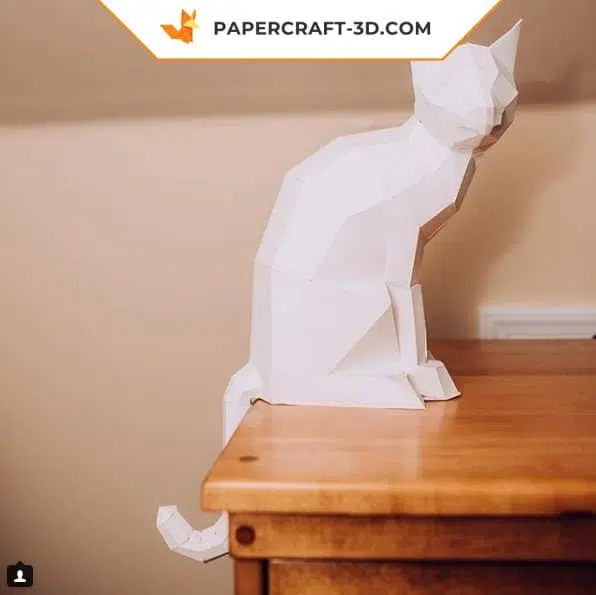 Papercraft chat 3D en origami à faire soi-même : sculpture, animaux en low poly, modèle en papier, puzzle 3D, kit instantané à télécharger en PDF