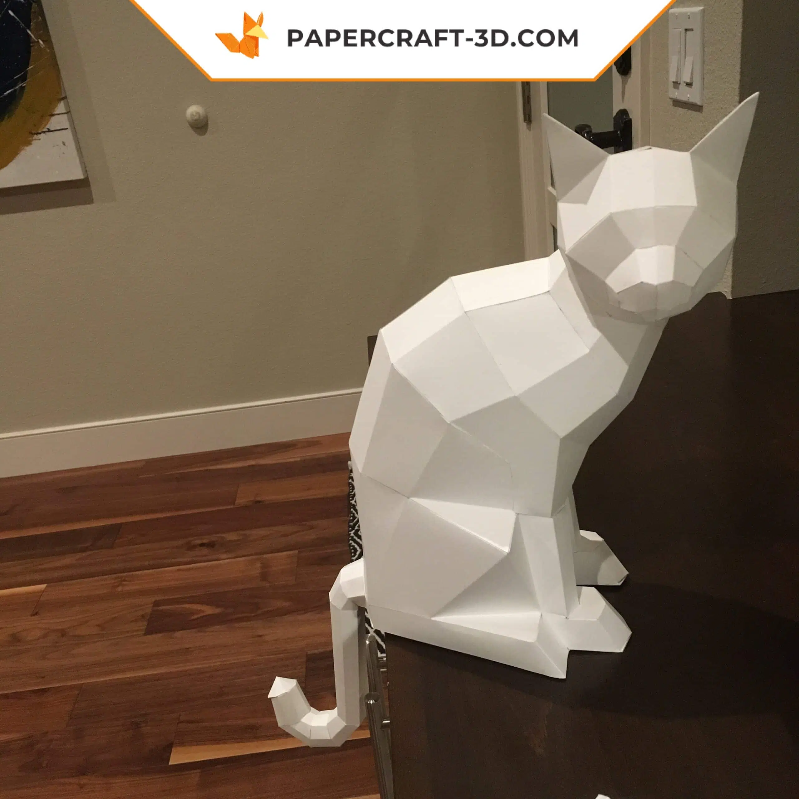 Papercraft chat 3D en origami à faire soi-même : sculpture, animaux en low poly, modèle en papier, puzzle 3D, kit instantané à télécharger en PDF