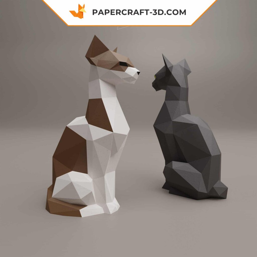 Papercraft de gato sentado en origami