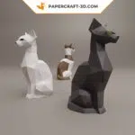 Papercraft Chat Assis en origami papier 3D DIY, vue 4