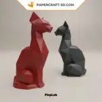 Papercraft Chat Assis en origami papier 3D DIY, vue 6