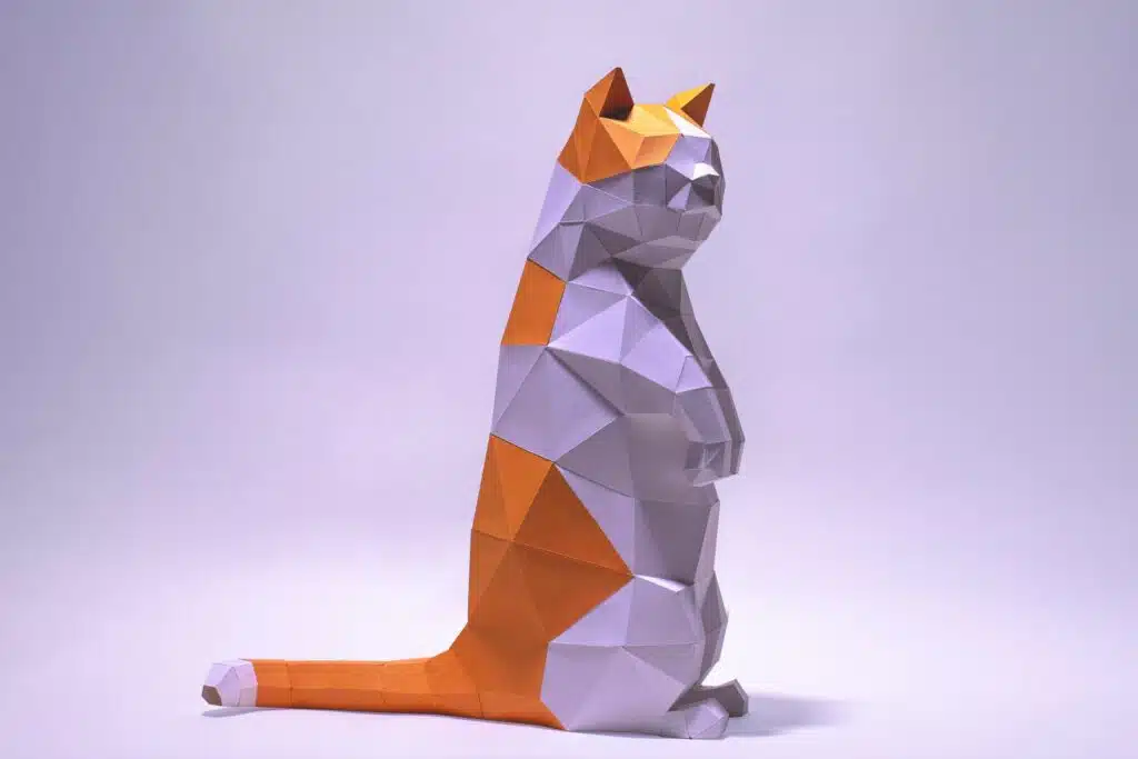 Papercraft gato Munchkin de pie en origami