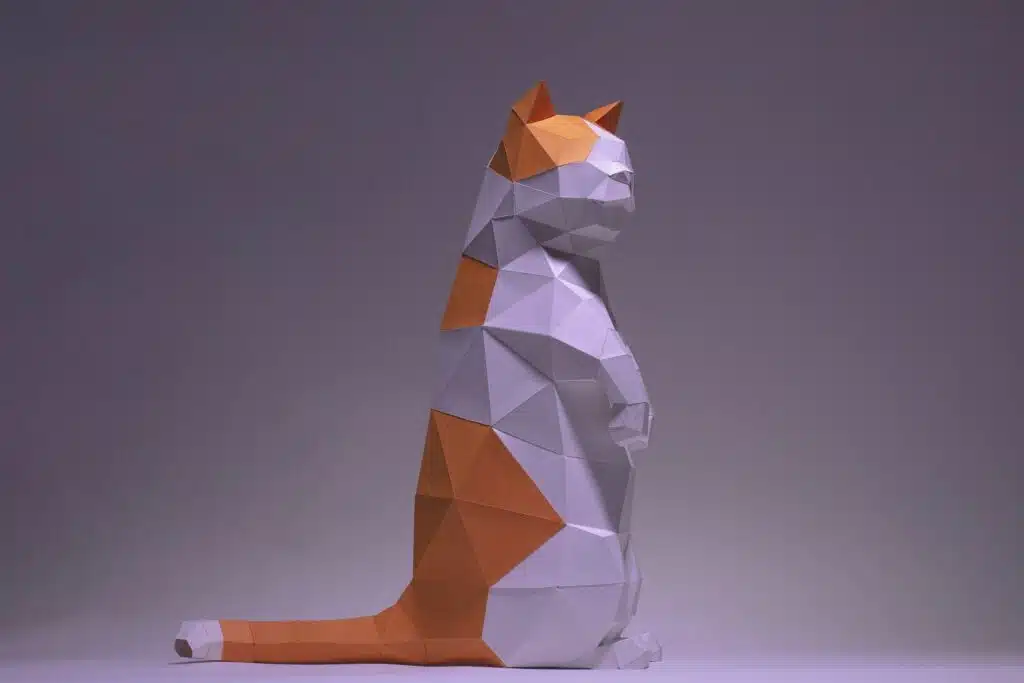 Papercraft gato Munchkin de pie en origami