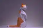 Papercraft gato Munchkin de pie en origami