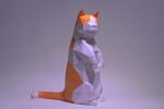 Papercraft standing Munchkin cat in origami