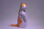 Papercraft gato Munchkin de pie en origami