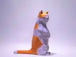 Papercraft gato Munchkin de pie en origami
