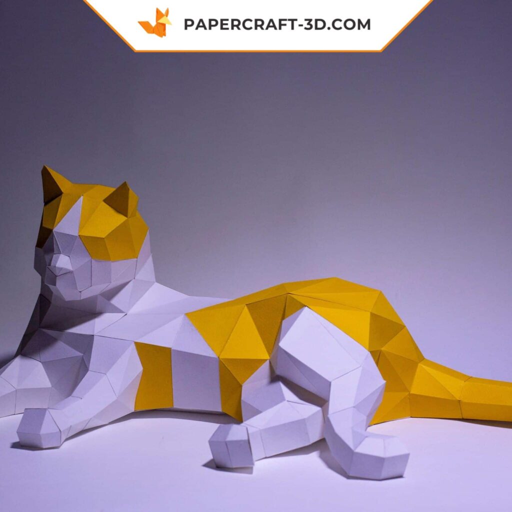 Papercraft of sleeping cat in origami
