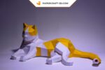 Papercraft de gato dormindo em origami