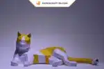 Papercraft Chat dormant origami papier 3D à télécharger en PDF, weergave 3
