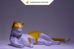 Papercraft Chat dormant origami papier 3D à télécharger en PDF, weergave 4