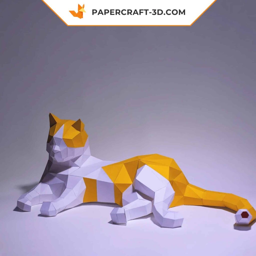 Papercraft of sleeping cat in origami