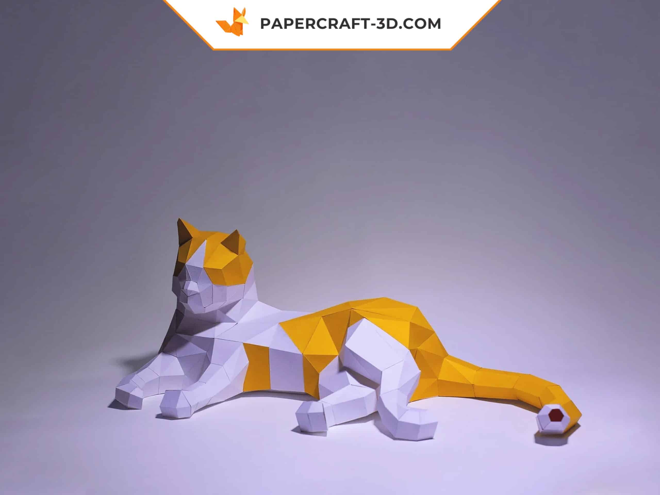 Papercraft de chat dormant en origami Papercraft de chat dormant en origami