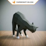 Papercraft of scared cat in origami
