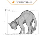 Papercraft of scared cat in origami