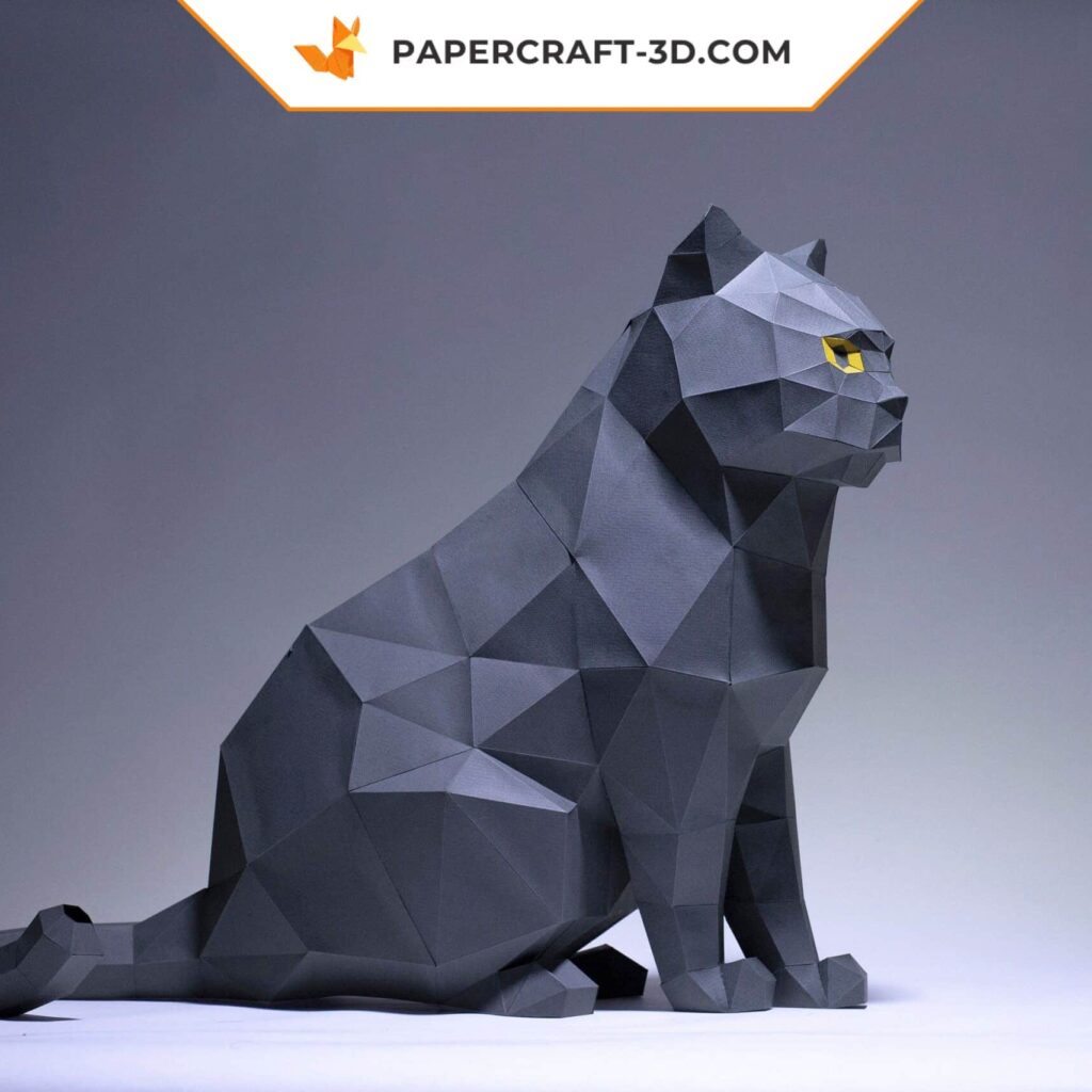 Papercraft de chat gris en origami