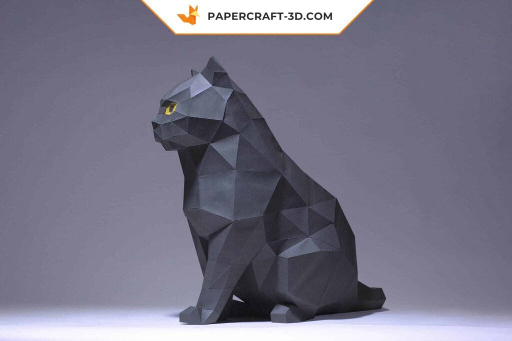 Graue Katzen-Papercraft aus Origami