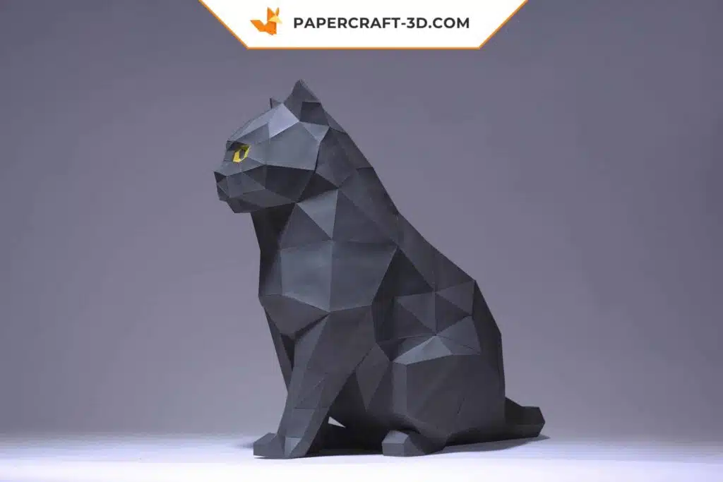 Graue Katzen-Papercraft aus Origami, Ansicht 4
