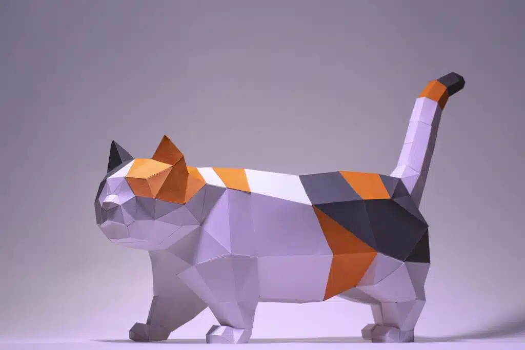 Papercraft chat Munchkin en origami papier 3D à télécharger, weergave 2