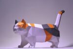 Papercraft de gato Munchkin em origami 3D
