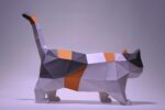 Papercraft de gato Munchkin em origami 3D