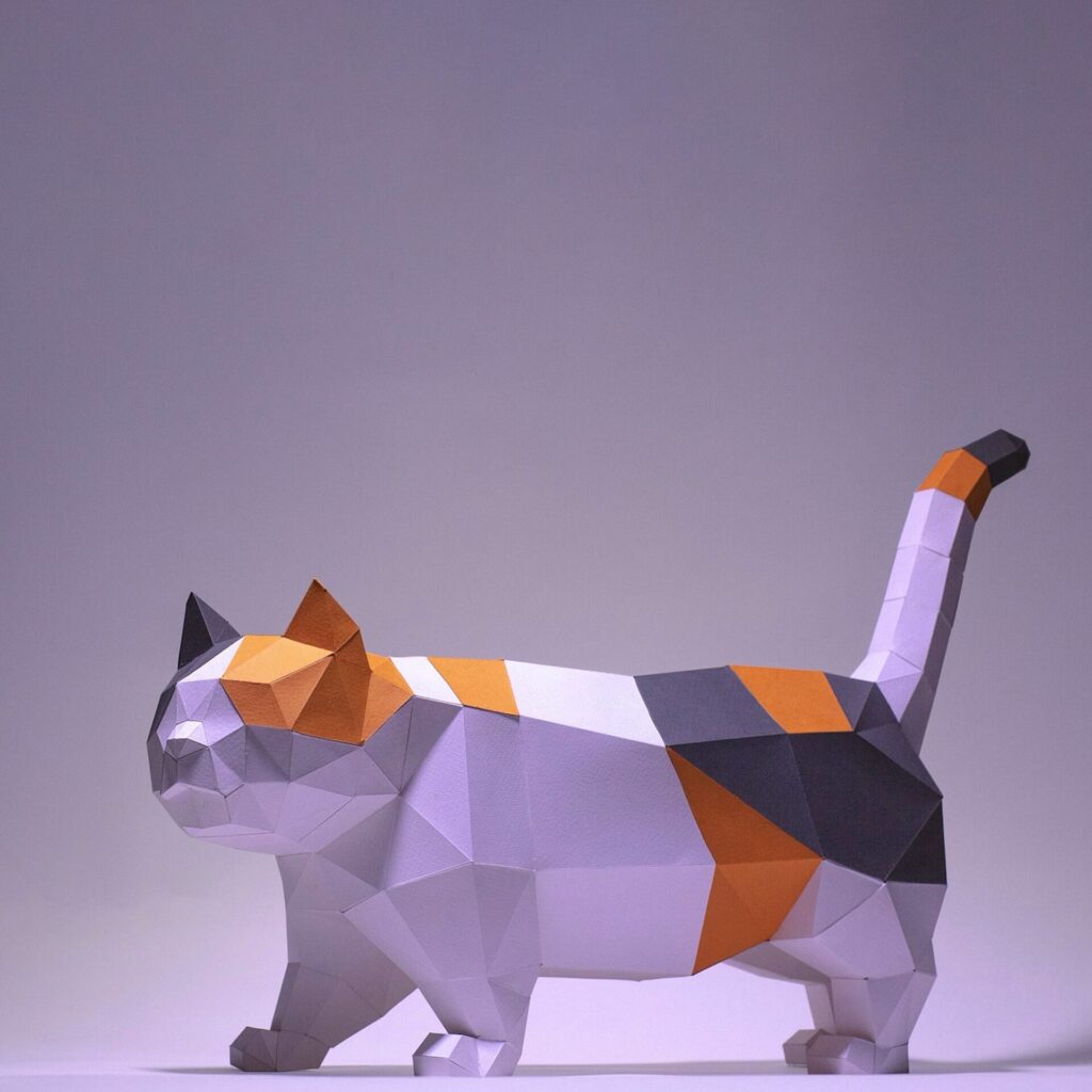 Papercraft de gato Munchkin en origami 3D Papercraft de gato Munchkin en origami 3D