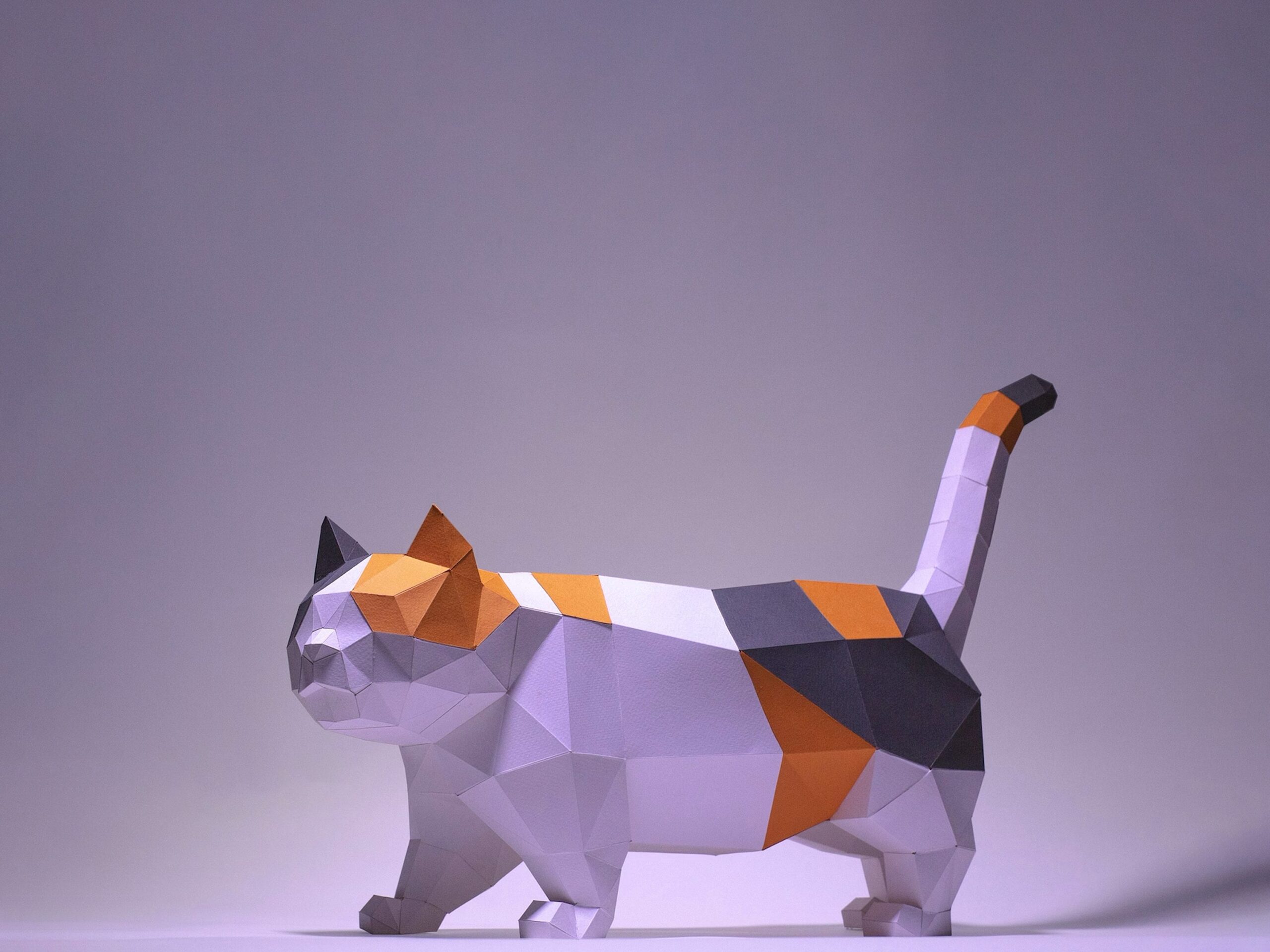 Papercraft munchkin cat in 3D origami Papercraft munchkin cat in 3D origami