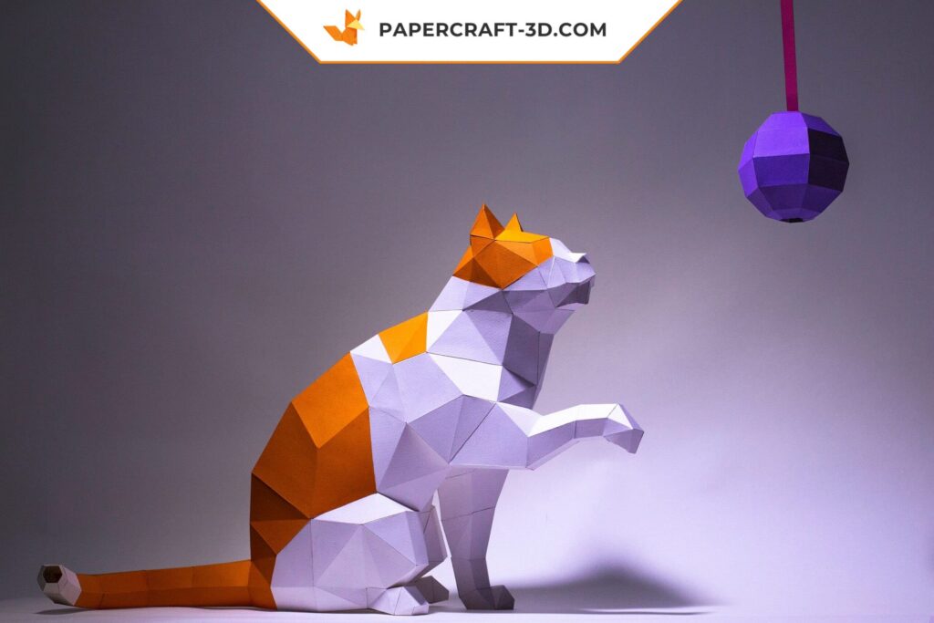 3D Origami Cat Papercraft