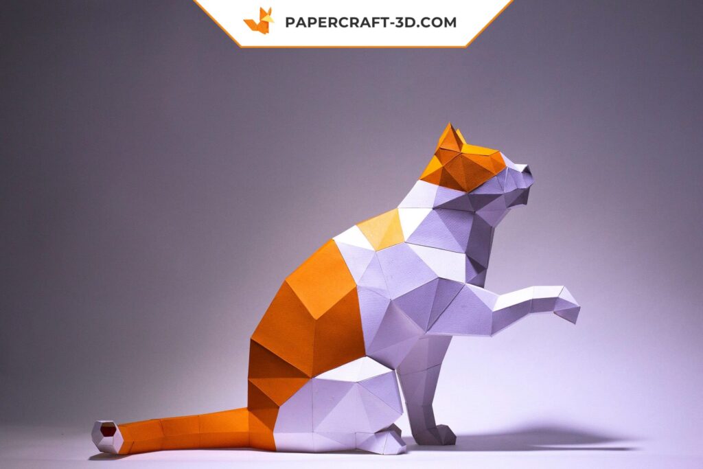 3D Origami Cat Papercraft