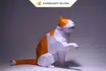 Papercraft Chat origami papier 3D à faire soi-même, weergave 4