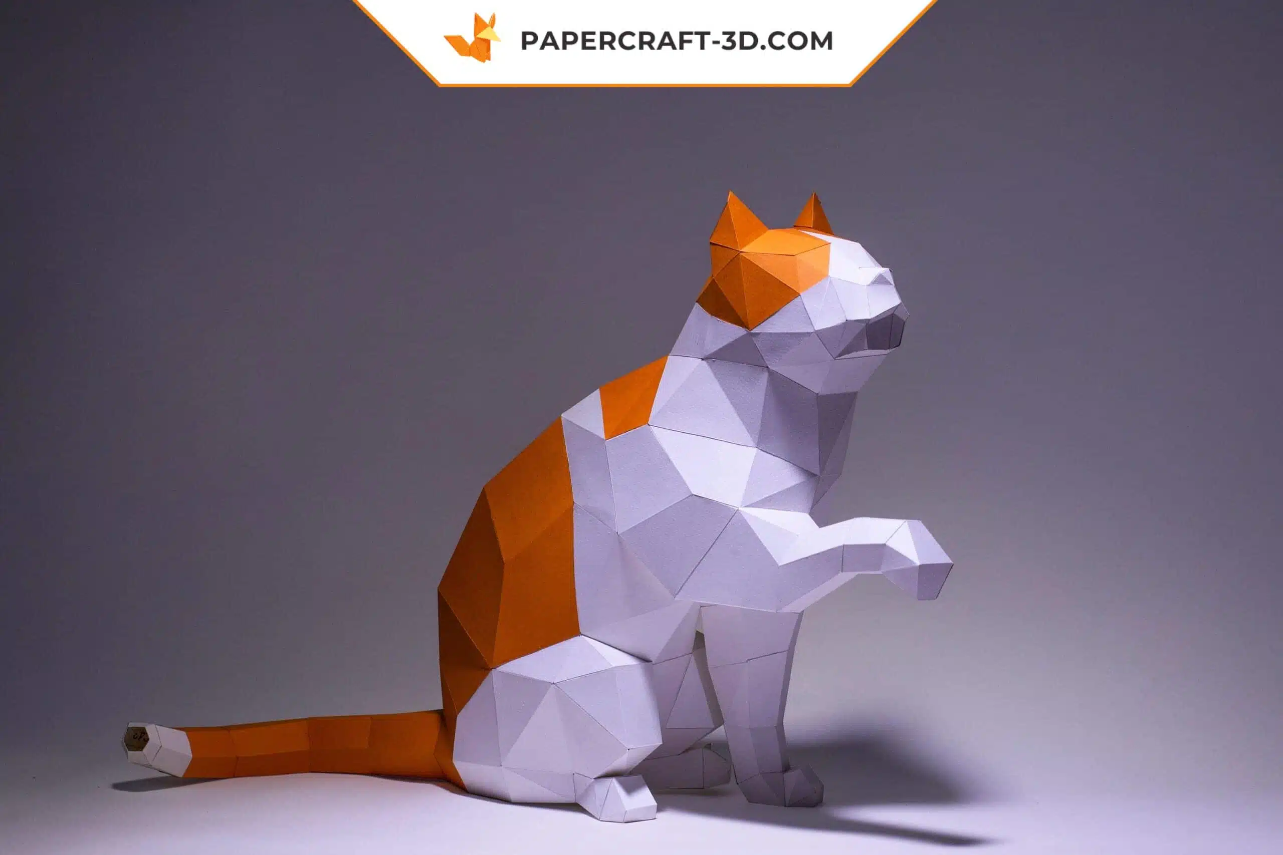 Papercraft Chat origami papier 3D à faire soi-même, weergave 4