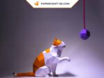 Papercraft-Katze im 3D-Origami