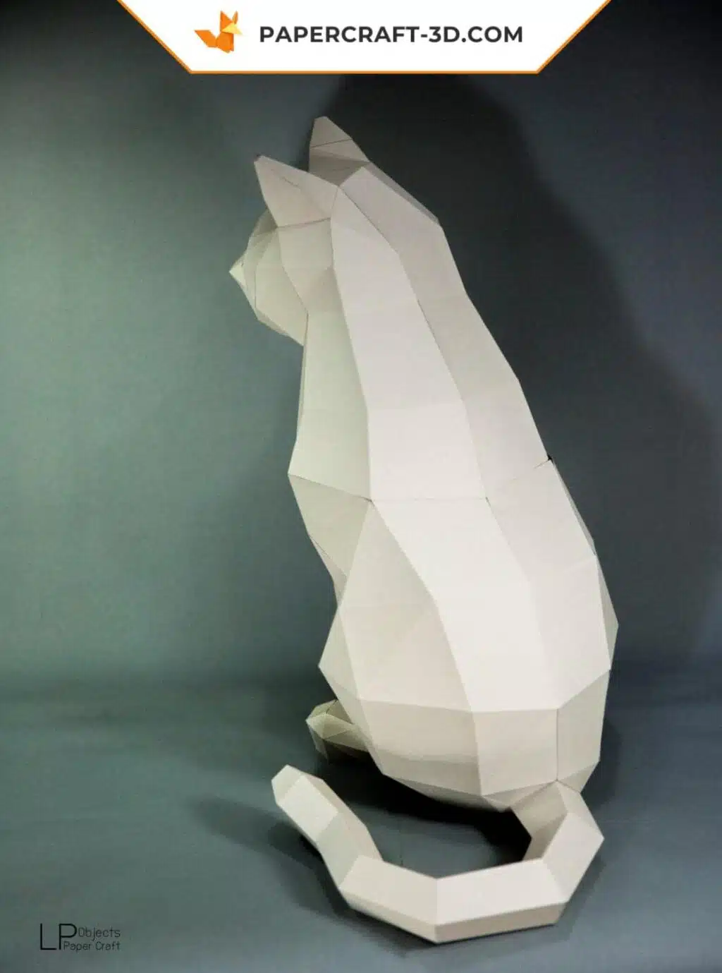 Papercraft chat origami papier 3D modèle digital DIY, weergave 3